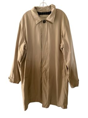 L.L. Bean Classic Tan Beige Trench Coat Single-Breasted Rain Jacket Men XL Tall